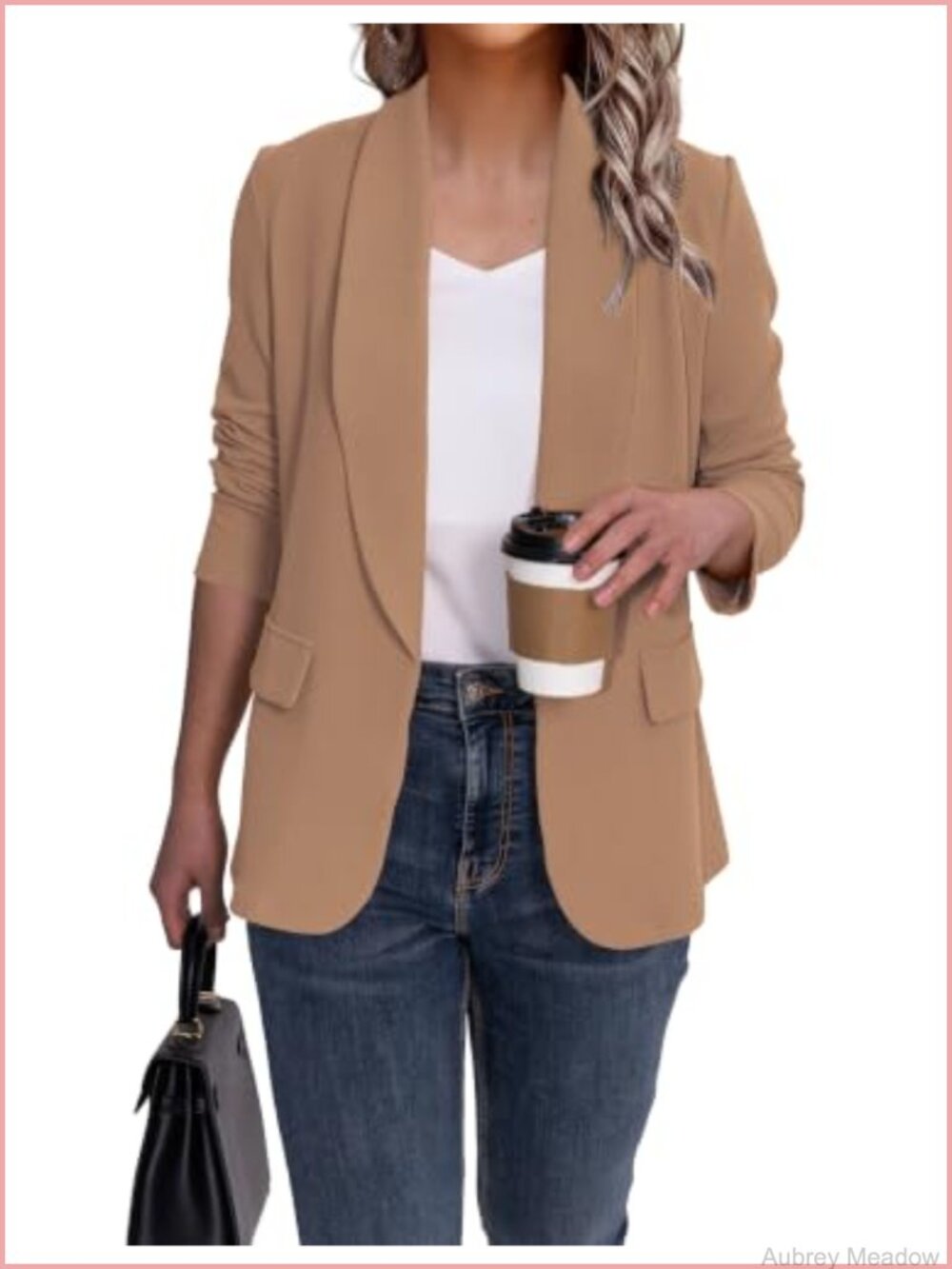 Women's Blazer Business Casual Lapel Collar Long Sleeve Open Front Blazer